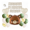 Box balonowy WITAJ W DOMU IMIĘ - boho - oliwka + miś głowa