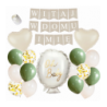 Box balonowy WITAJ W DOMU IMIĘ - boho - oliwka + balonik