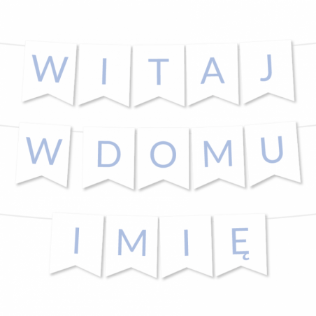Box balonowy WITAJ W DOMU IMIĘ - jasny niebieski + grzechotka