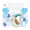 Box balonowy WITAJ W DOMU IMIĘ - jasny niebieski + księżyc niebieski MIŚ