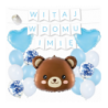 Box balonowy WITAJ W DOMU IMIĘ - jasny niebieski + MIŚ głowa