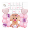 Box balonowy WITAJ W DOMU IMIĘ - jasny różowy + bobas różowy