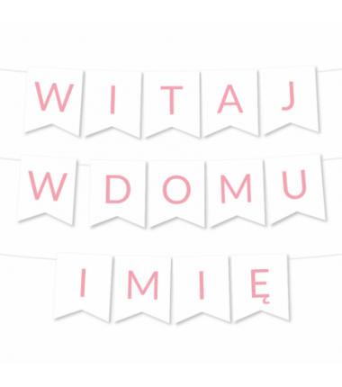 Box balonowy WITAJ W DOMU IMIĘ - jasny różowy + bobas różowy