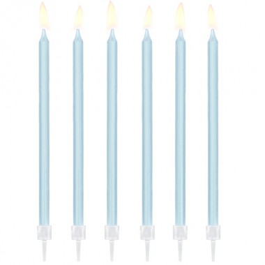 Świeczki wysokie - jasnoniebieskie - 12 sztuk