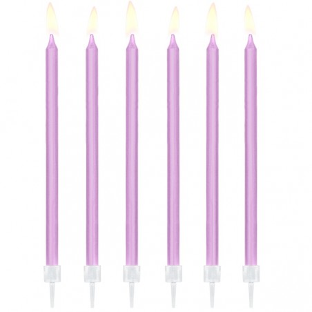 Świeczki wysokie - liliowe - 12 sztuk