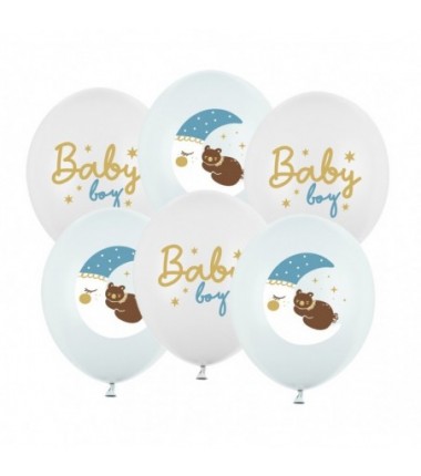 Balony nadruk 30 cm Baby boy, niebieski - 6 sztuk