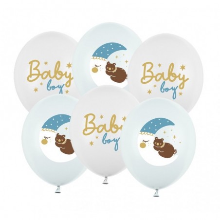 Balony nadruk 30 cm Baby boy, niebieski - 6 sztuk