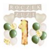 Box balonowy ROCZEK + IMIĘ - boho - oliwka + 1 żyrafa