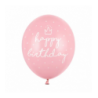 Box balonowy ROCZEK + IMIĘ - jasny różowy + 1 różowa + serca jasnoróżowe + happy birthday