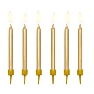 Świeczki niskie - złote - 6 sztuk