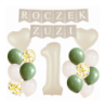 Box balonowy ROCZEK + IMIĘ - boho - oliwka + 1 kremowa