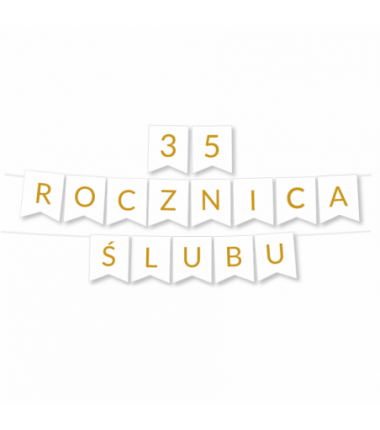 Zestaw balonów na 35 ROCZNICĘ ŚLUBU - baner i złote cyfry