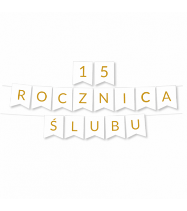 Zestaw balonów na 15 ROCZNICĘ ŚLUBU - baner i złote cyfry