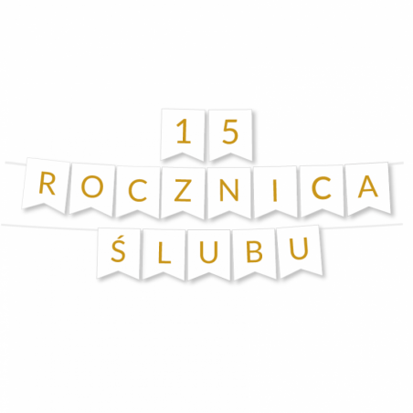 Zestaw balonów na 15 ROCZNICĘ ŚLUBU - baner i złote cyfry