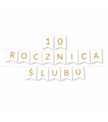 Zestaw balonów na 10 ROCZNICĘ ŚLUBU - baner i złote cyfry
