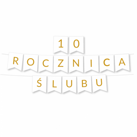 Zestaw balonów na 10 ROCZNICĘ ŚLUBU - baner i złote cyfry