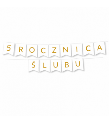 Zestaw balonów na 5 ROCZNICĘ ŚLUBU - baner i złote cyfry