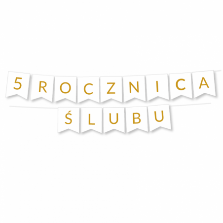 Zestaw balonów na 5 ROCZNICĘ ŚLUBU - baner i złote cyfry