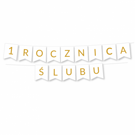 Zestaw balonów na 1 ROCZNICĘ ŚLUBU - baner i złote cyfry