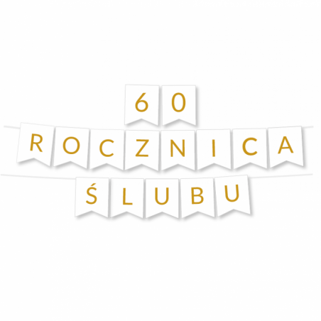 Zestaw balonów na 60 ROCZNICĘ ŚLUBU - baner i złote cyfry