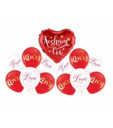 Zestaw KOCHAM CIĘ + LOVE lateksowe - 13 sztuk