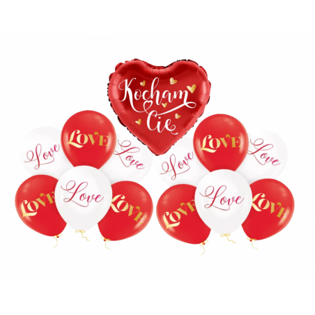 Zestaw KOCHAM CIĘ + LOVE lateksowe - 13 sztuk