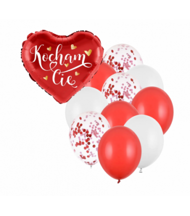 Zestaw KOCHAM CIĘ z 10 balonami lateksowymi mix
