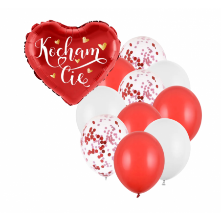 Zestaw KOCHAM CIĘ z 10 balonami lateksowymi mix