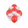Balony mix czerwone + konfetti 30 cm - 10 sztuk