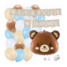 Box balonowy WITAJCIE W DOMU kraft - miś głowa + balony niebieskie