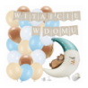 Box balonowy WITAJCIE W DOMU kraft - księżyc + balony niebieskie