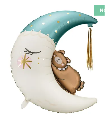 Box balonowy WITAJCIE W DOMU kraft - księżyc + balony niebieskie