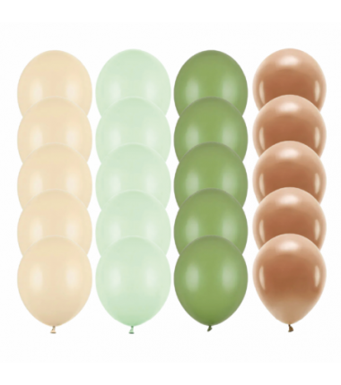 Zestaw balony zielone 20x - alabaster pistachio rosemary mocca