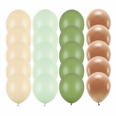 Zestaw balony zielone 20x - alabaster pistachio rosemary mocca