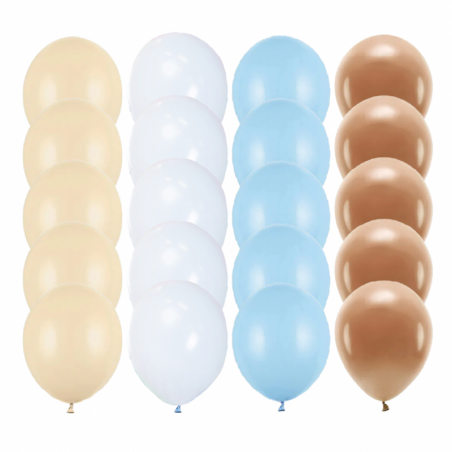 Zestaw balony niebieskie 20x - alabaster misty blue mocca