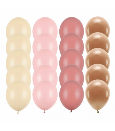 Zestaw balony różowe 20x - alabaster pink wild rose mocca