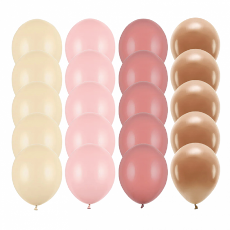 Zestaw balony różowe 20x - alabaster pink wild rose mocca