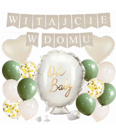 Box balonowy WITAJCIE W DOMU - boho - oliwka + OH BABY