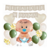 Box balonowy WITAJCIE W DOMU - boho - oliwka + bobas chłopiec
