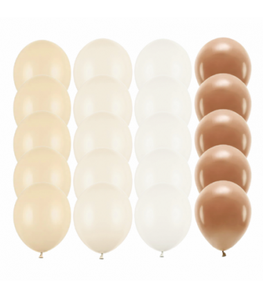 Zestaw balony brązowe 20x - alabaster off white light nude mocca