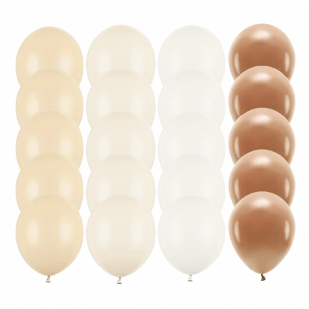 Zestaw balony brązowe 20x - alabaster off white light nude mocca