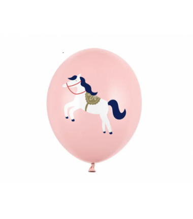 Balony nadruk Konik Pastel Pale Pink - 6 sztuk