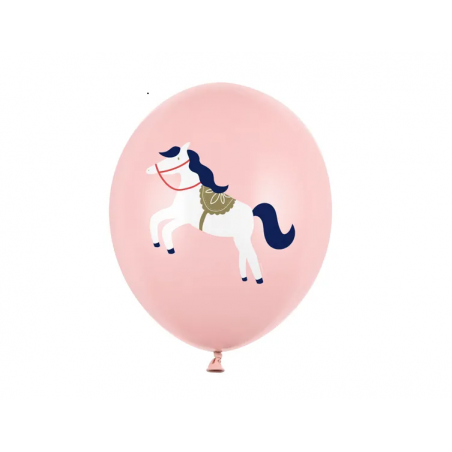 Balony nadruk Konik Pastel Pale Pink - 6 sztuk