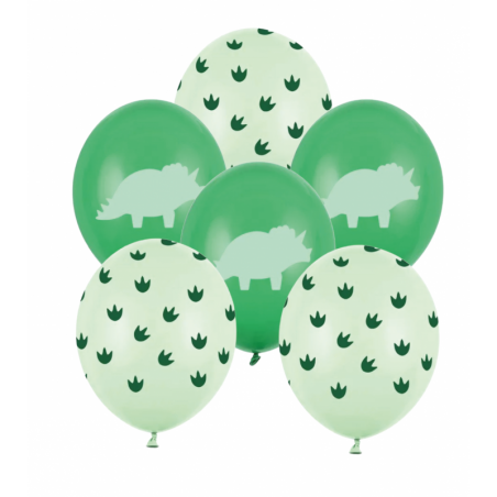 Balony 30 cm Dinozaury i ich ślady - 6 sztuk