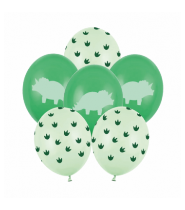Balony 30 cm Dinozaury i ich ślady - 6 sztuk