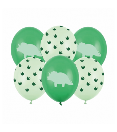 Balony 30 cm Dinozaury i ich ślady - 6 sztuk