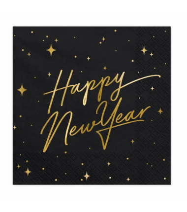 SYLWESTER - dekoracja czarno-złota na stół