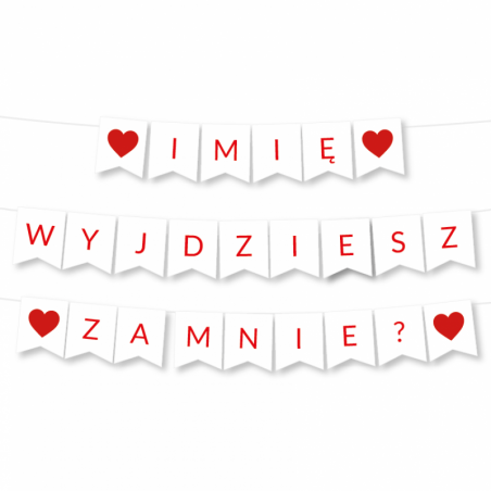 Zestaw *IMIĘ* WYJDZIESZ ZA MNIE ? - czerwony - 23 sztuki