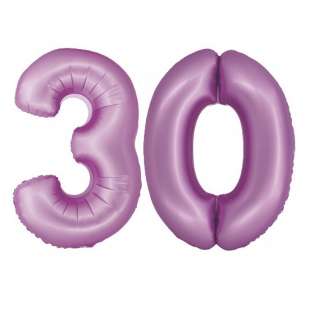 Balony foliowe Cyfra 30 - 76 cm SMART - lawendowe
