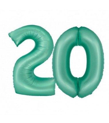 Balony foliowe Cyfra 20 - 76 cm SMART - miętowe